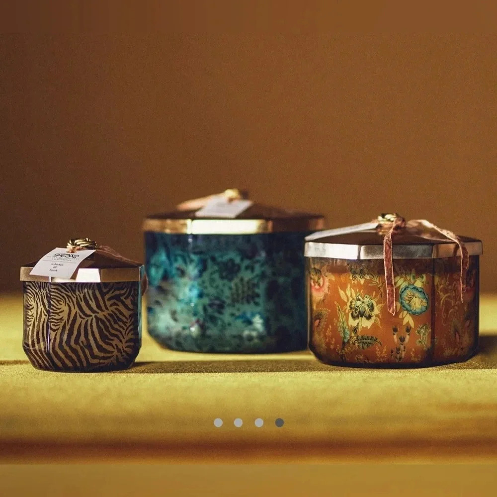 Lot of 2 Anthropologie house of hackney candles jar lid brass decor eclectic